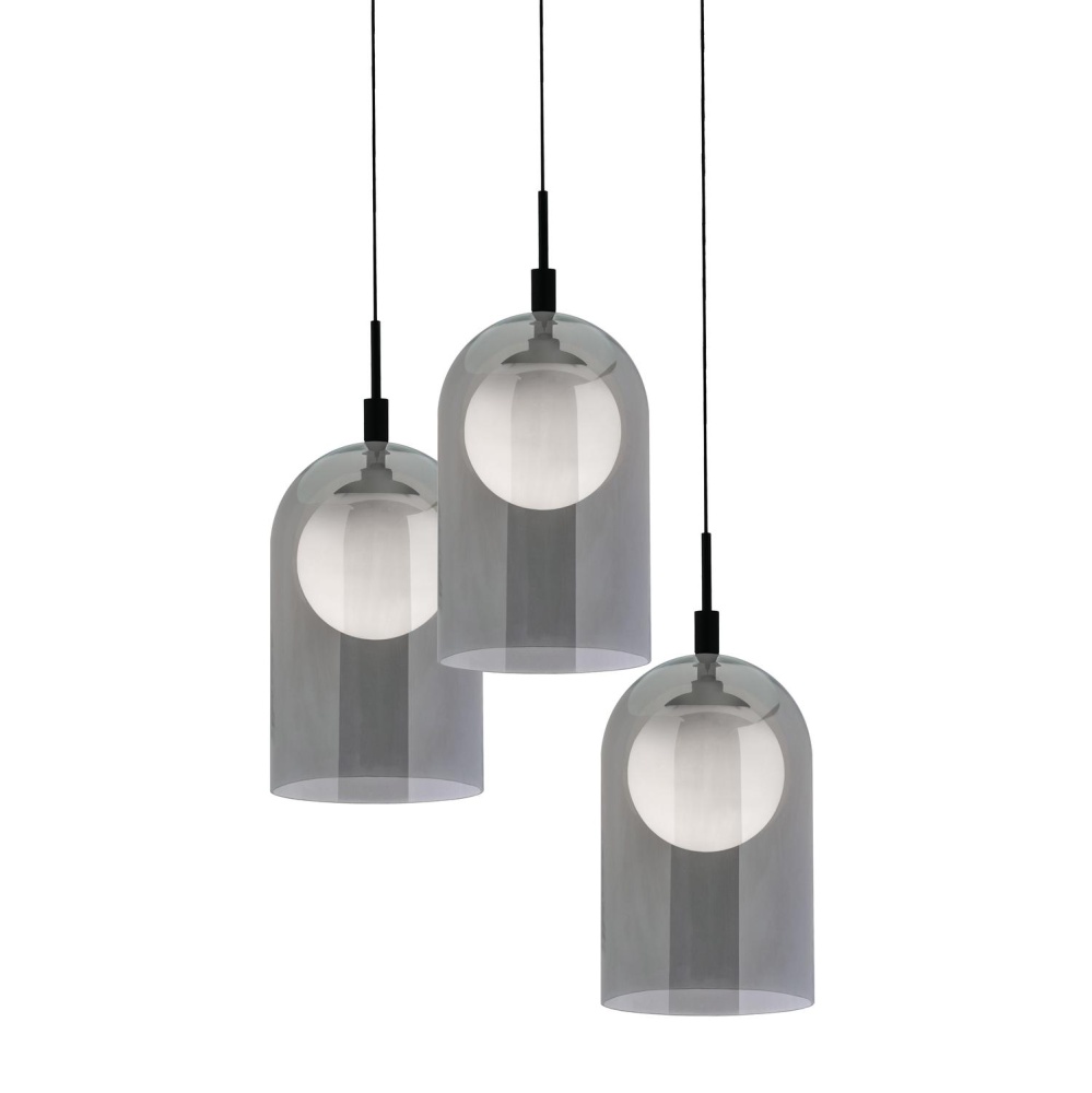Kiran 3 Light Round Pendant, 120V, 45W, 3000K, BK