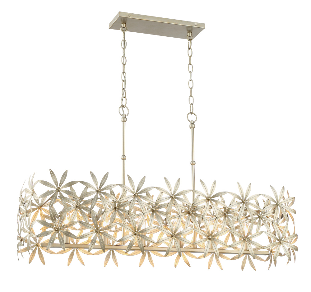 Flower Child - 6 Light Island in Ambry Gold Finish