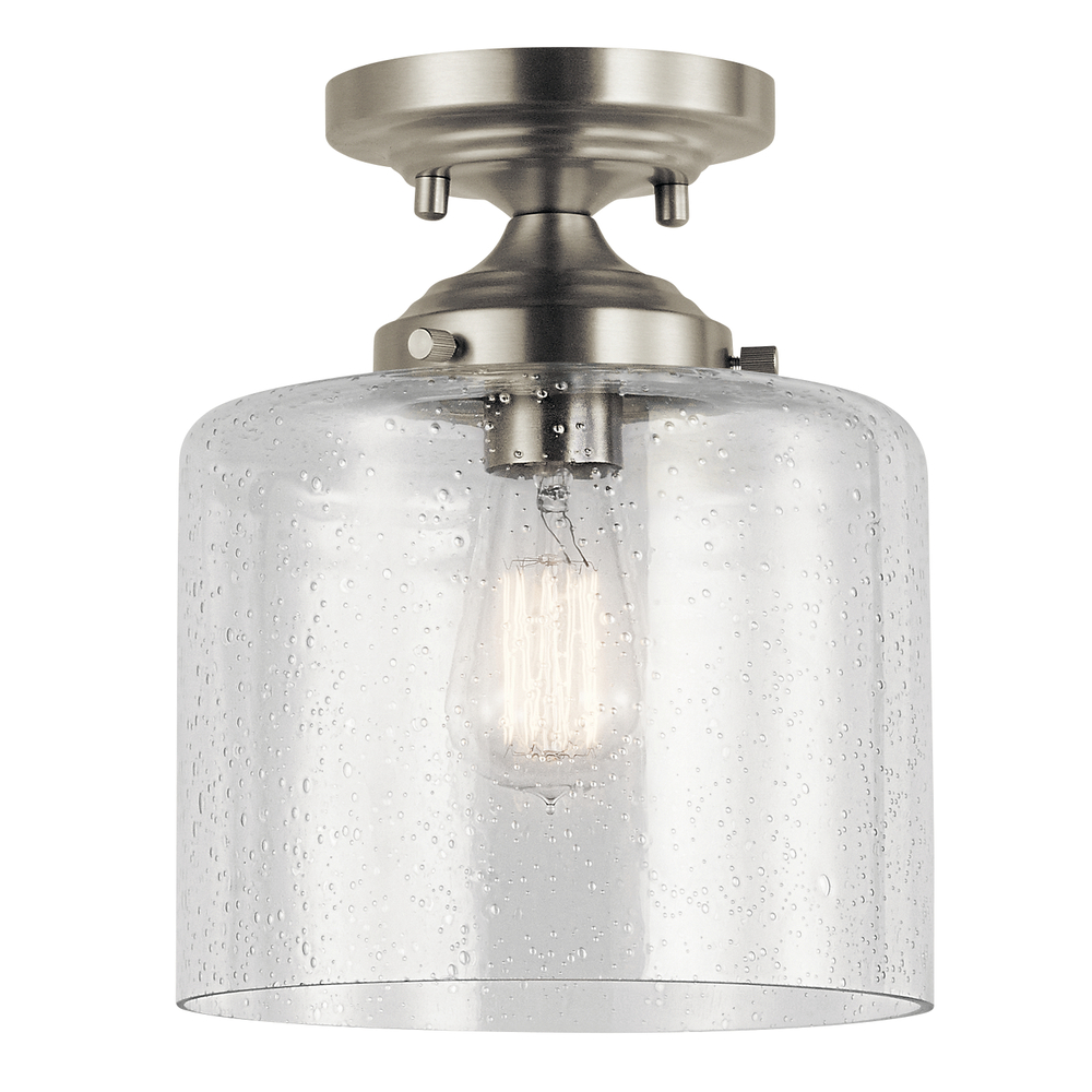 Winslow 8.5" 1 Light Semi Flush with Clear Seeded Glass in Brushed Nickel