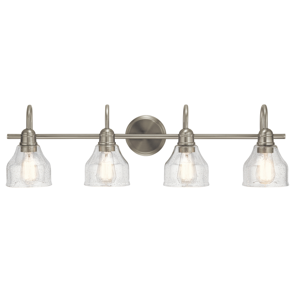 Avery 33.25" 4 Light Vanity Light with Clear Seeded Glass in Brushed Nickel
