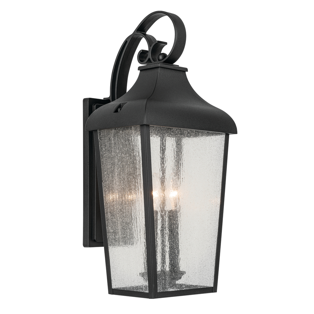 Forestdale 21.5" 2-Light Outdoor Wall Light with Clear Water Glass in Textured Black