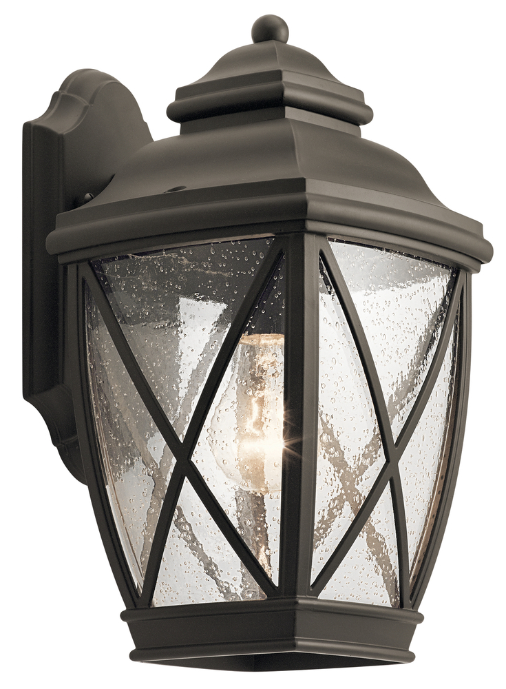 Tangier 13.5" 1 Light Outdoor Wall Light with Clear Seeded Glass in Olde Bronze