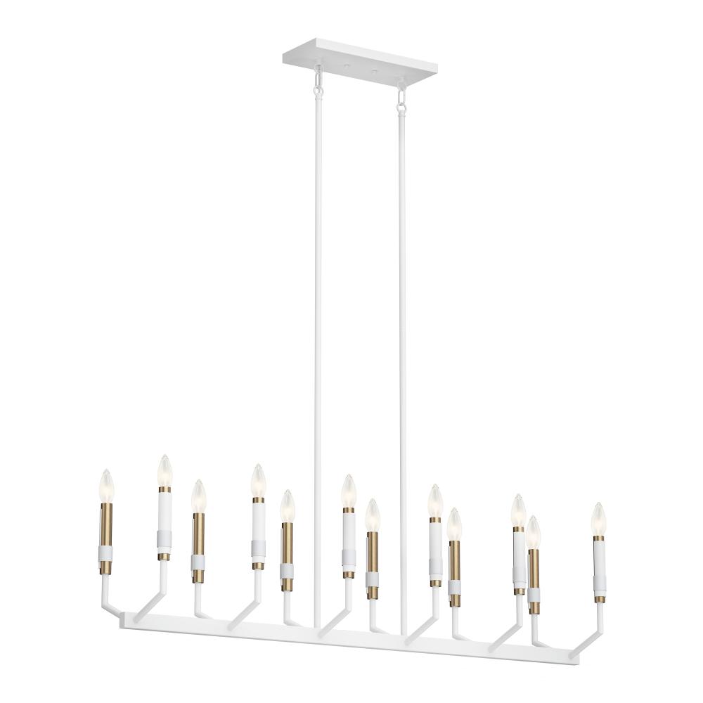 Armand 42.75 inch 12 Light Linear Chandelier in White Finish