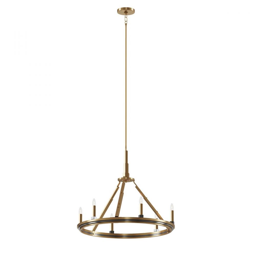 Emmala 24 inch 6 Light Chandelier in Brushed Natural Brass and Black