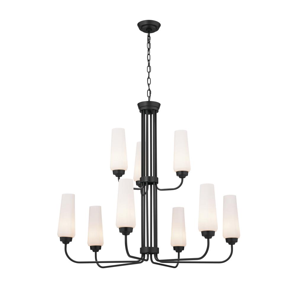 Truby 34" 9 Light 2-Tier Chandelier Black
