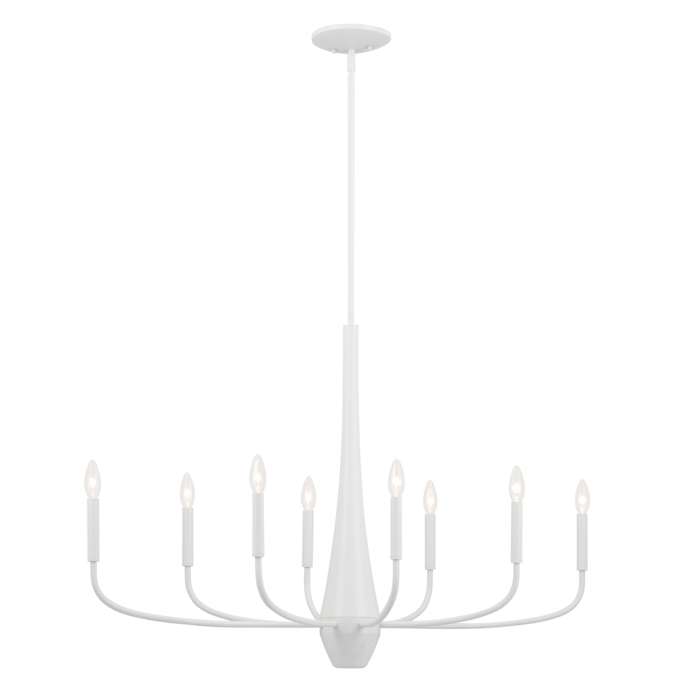Deela 41 Inch 8 Light Oval Chandelier in White