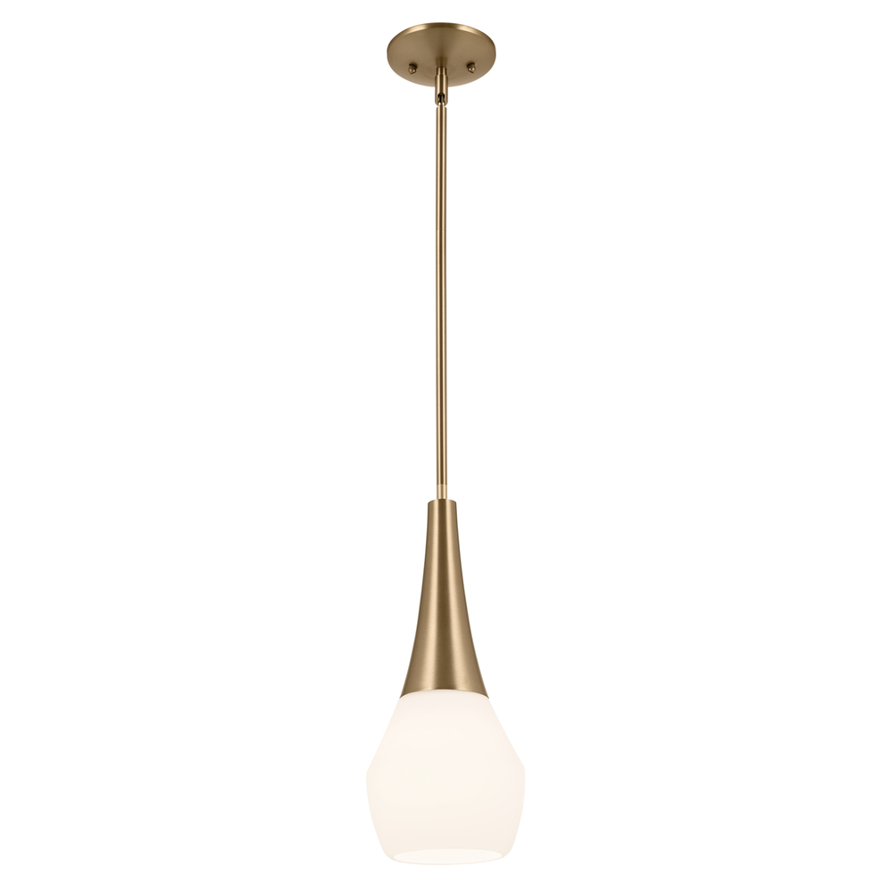 Deela 17 Inch 1 Light Pendant with Satin Etched Cased Opal Glass in Champagne Bronze