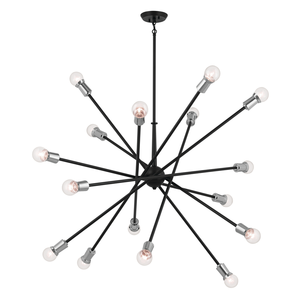 Armstrong 63" 16 Light Chandelier in Black