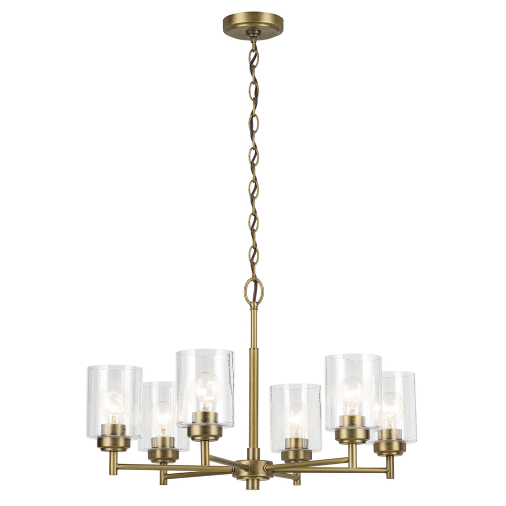 Winslow 16.5" 6-Light Chandelier with Clear Seeded Glass in Natural Brass