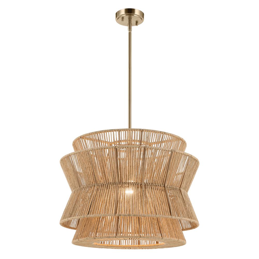 Ophira 22 Inch 1 Light Pendant with Jute Shade in Champagne Bronze