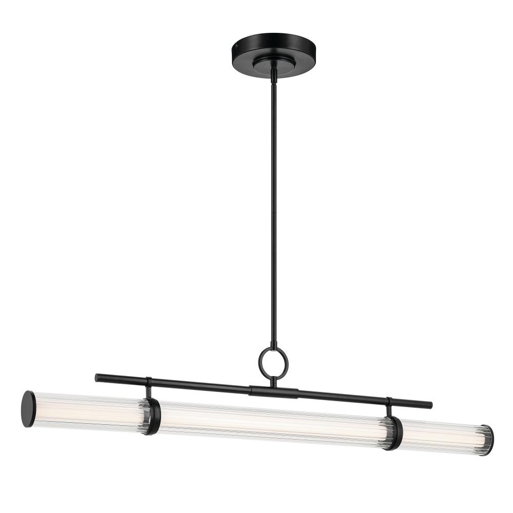 Riven 48.25 Inch LED 1 Light Linear Chandelier with Clear Fluted Glass in Black