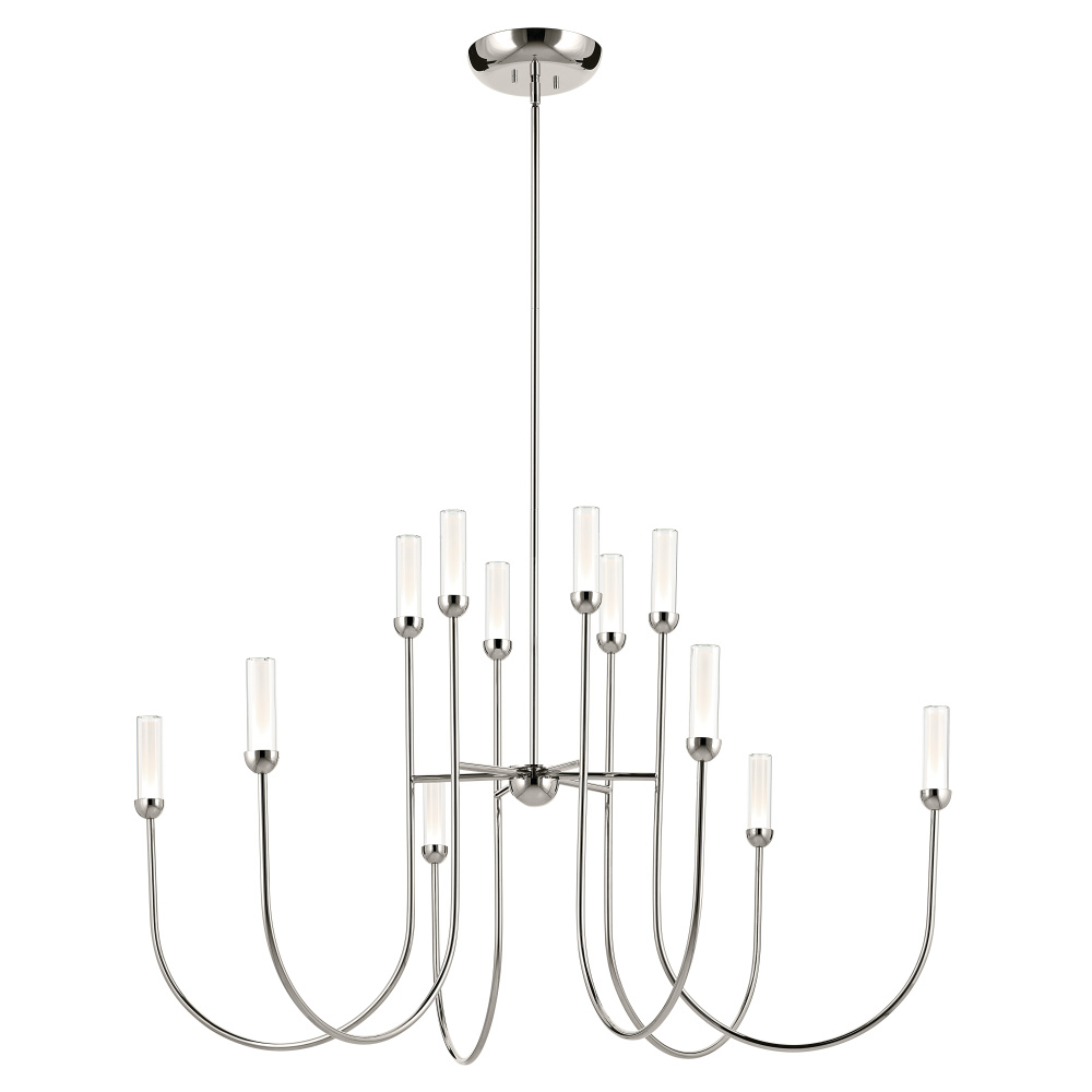 Moraine 50 Inch LED 12 Light 2-Tier Chandelier in Polished Nickel