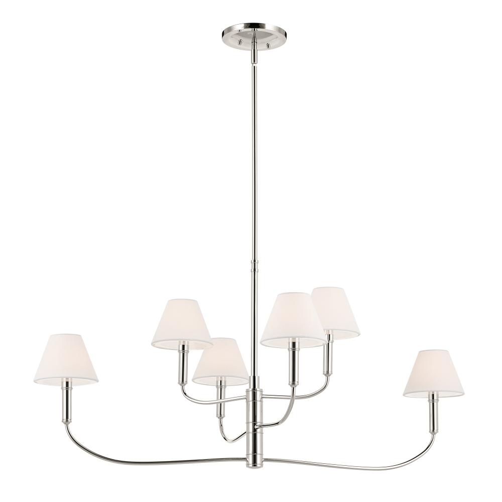 Eadie 41 Inch 6 Light Chandelier in Polished Nickel