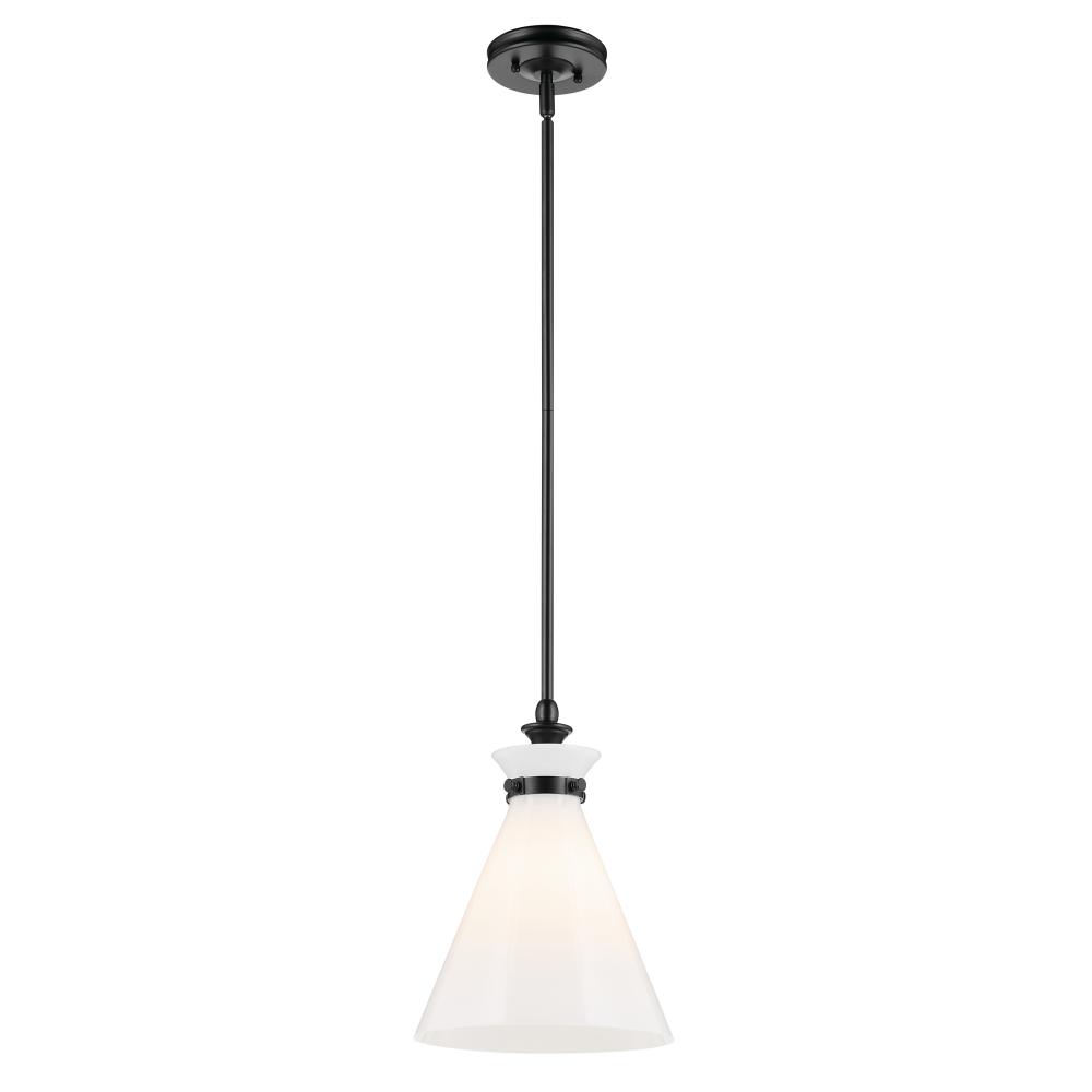 Laria 10.5 Inch 1 Light Pendant with Opal Glass in Black