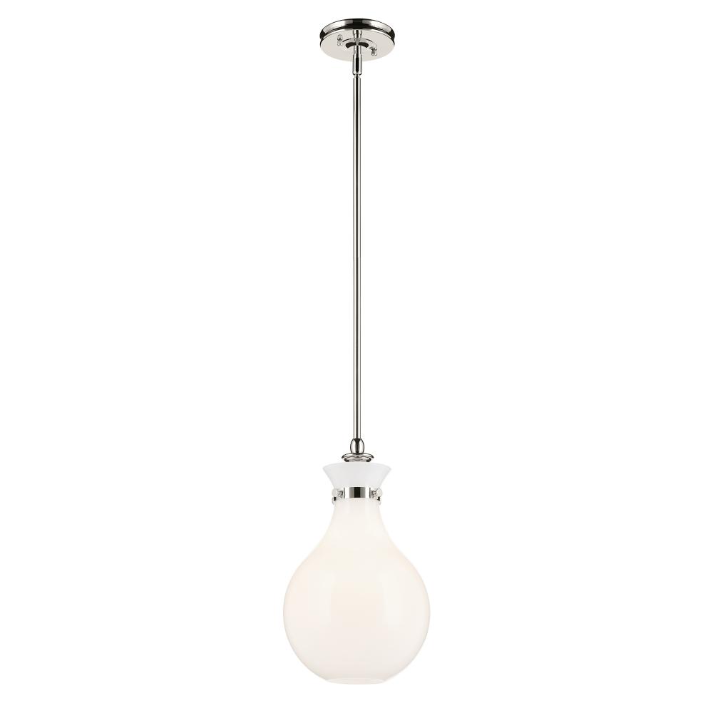 Laria 9.75 Inch 1 Light Pendant with Opal Glass in Polished Nickel