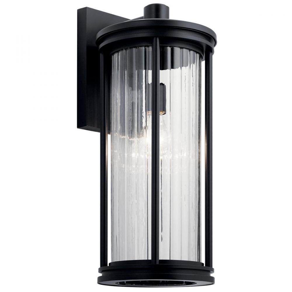 Barras 20" 1 Light Outdoor Wall Light with Clear Ribbed Glass in Black