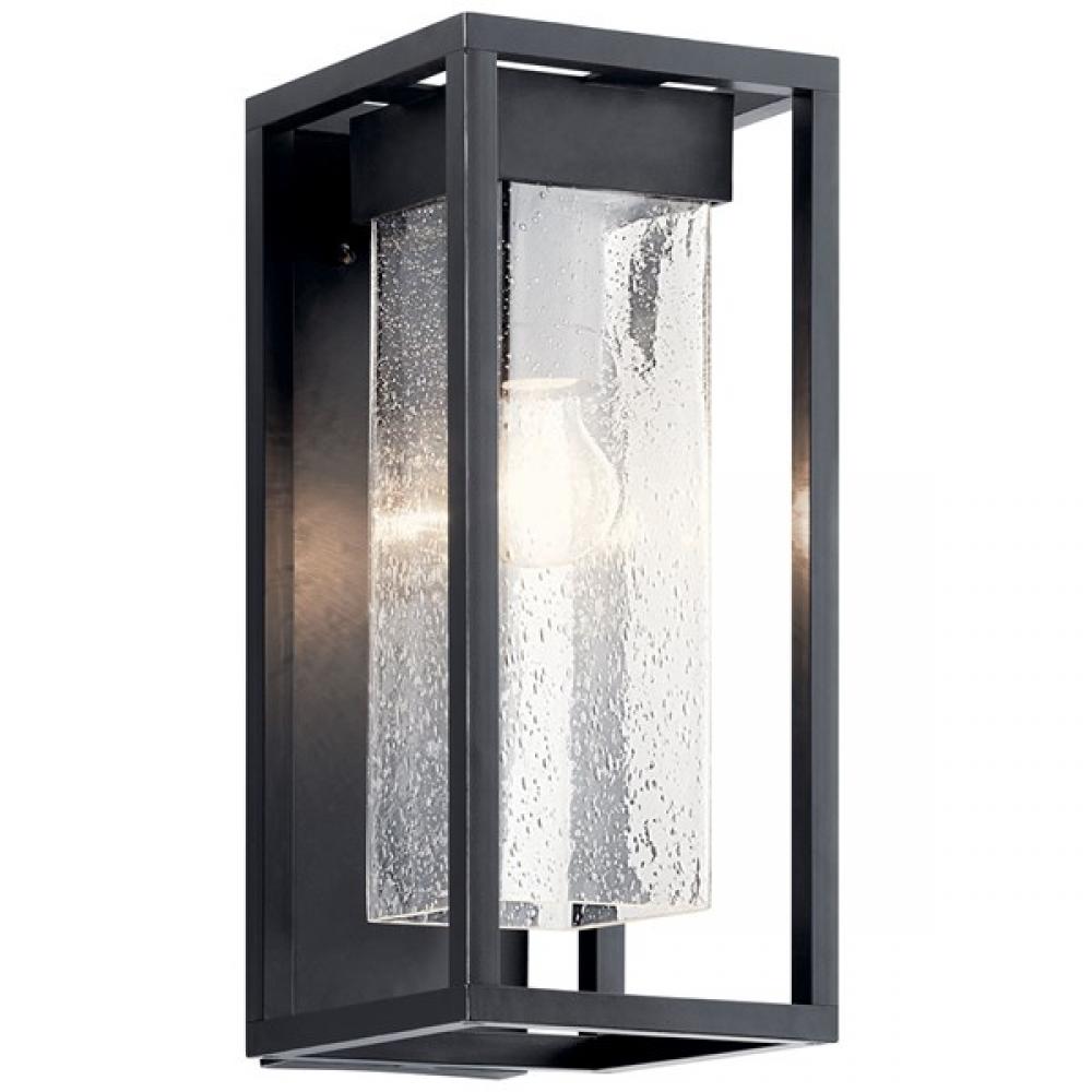 Mercer 16 inch 1 Light Outdoor Wall Light with Clear Seeded Glass in Black Finish