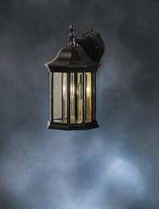 Chesapeake 14.75" 3 Light Outdoor Wall Light with Clear Beveled Glass in Black