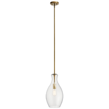 Kichler 42047NBR - Everly 17.75" 1 Light Hour Glass Pendant Clear Glass Natural Brass
