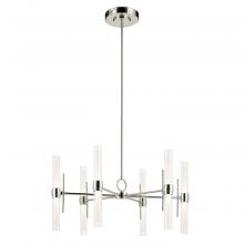Kichler 52752PNLED - Riven 33 Inch LED 12 Light Chandelier with Clear Fluted Glass in Polished Nickel