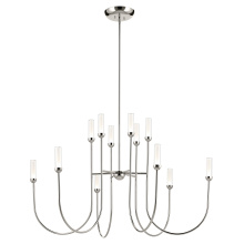 Kichler 52758PNLED - Moraine 50 Inch LED 12 Light 2-Tier Chandelier in Polished Nickel