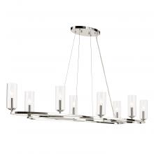 Kichler 52772PN - Harpin 52.5 Inch 8 Light Linear Chandelier with Clear Glass in Polished Nickel