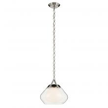 Kichler 52782PN - Nella 12 Inch 1 Light Pendant with Clear Outer Glass with Opal Interior Glass in Polished Nickel