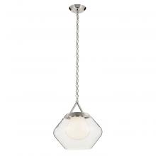 Kichler 52783PN - Nella 16 Inch 1 Light Pendant with Clear Outer Glass with Opal Interior Glass in Polished Nickel
