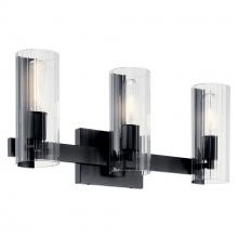 Kichler 55168BK - Jemsa 22.75 Inch 3 Light Vanity with Clear Fluted Glass in Black