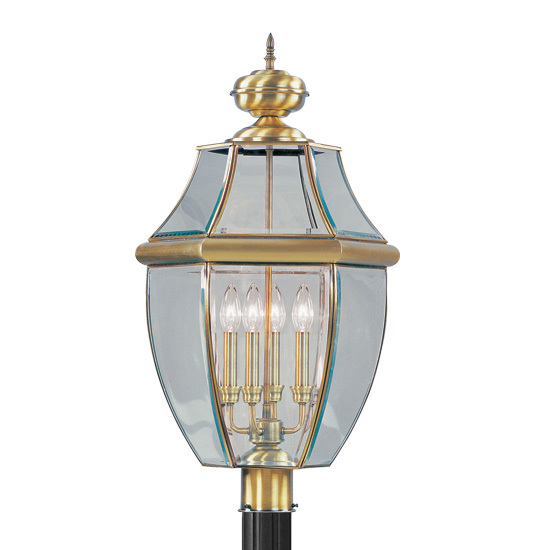 4 Light AB Outdoor Post Lantern
