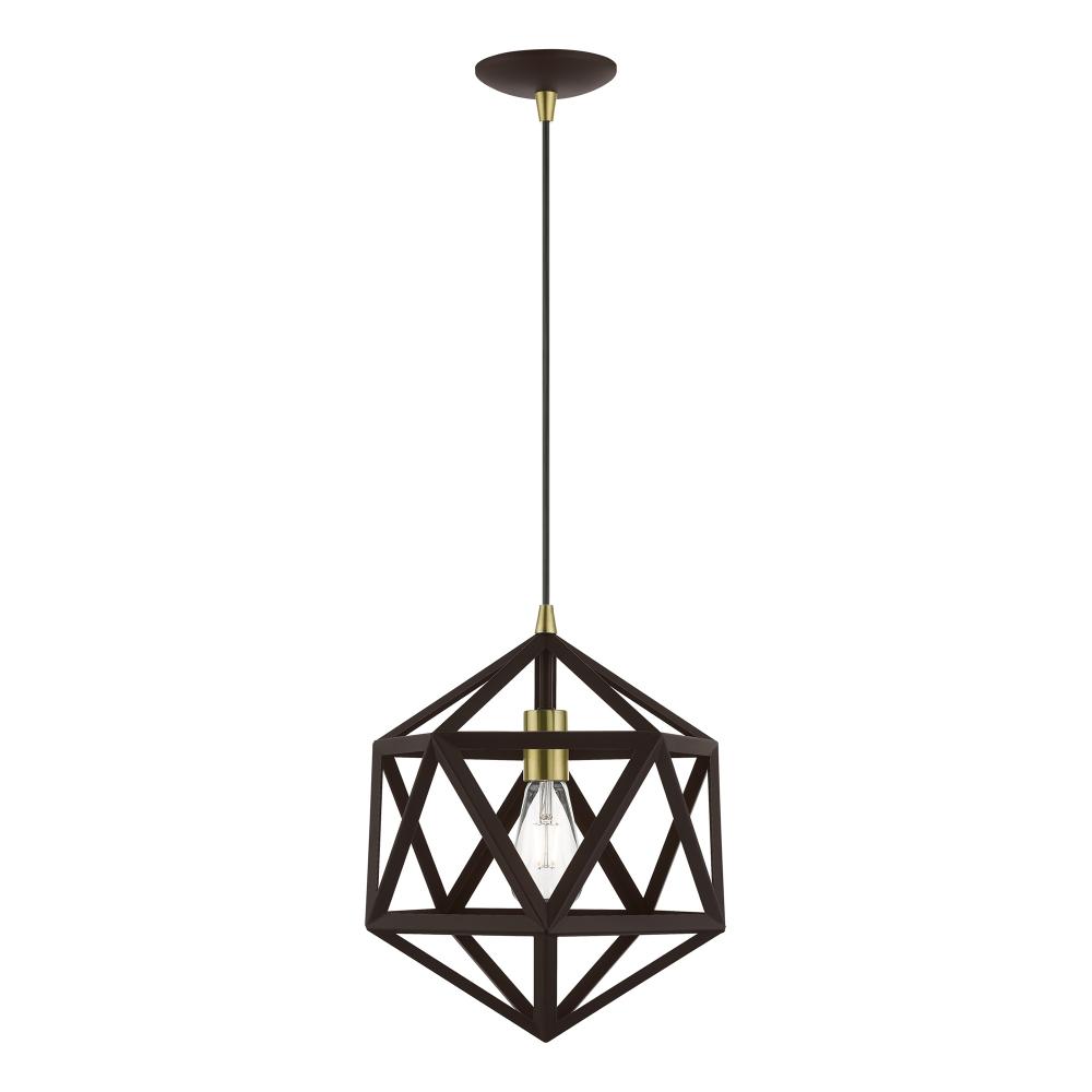 1 Light Bronze with Antique Brass Accents Pendant