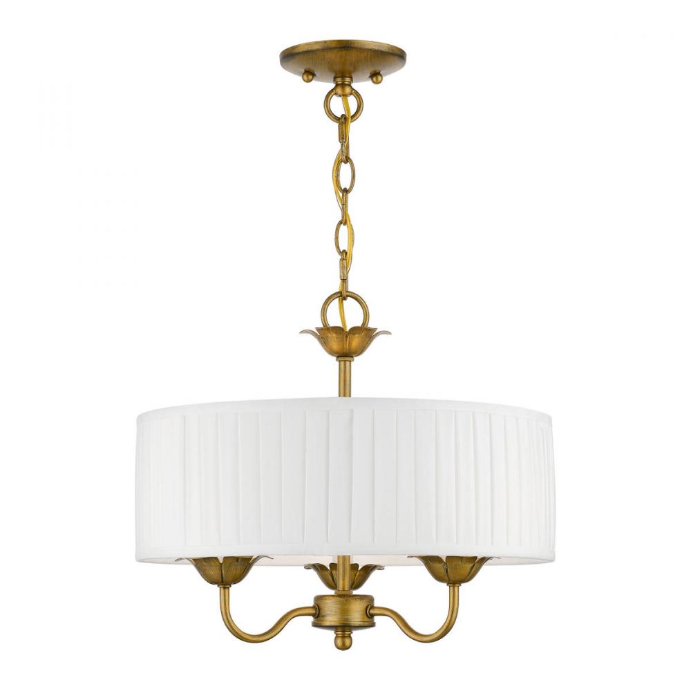 3 Light Antique Gold Leaf Pendant Chandelier