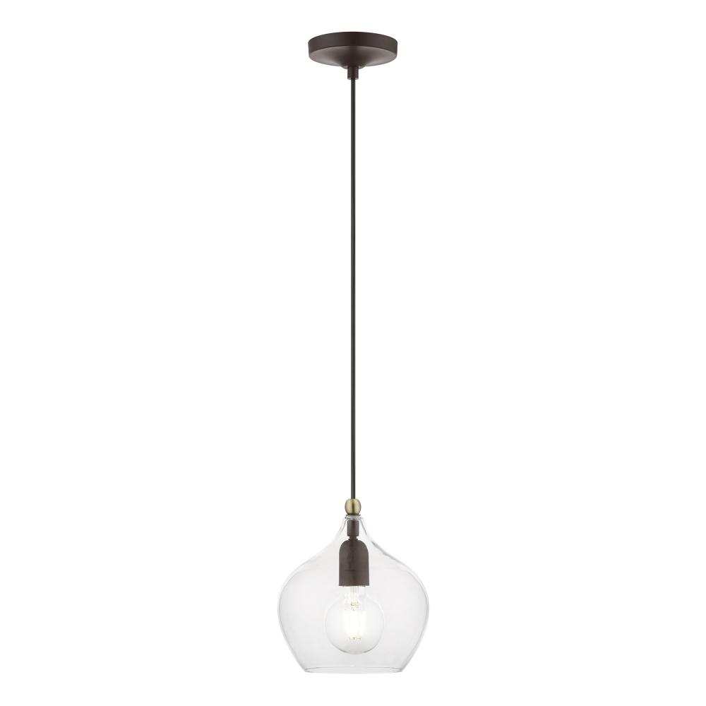 1 Light Bronze with Antique Brass Accent Pendant