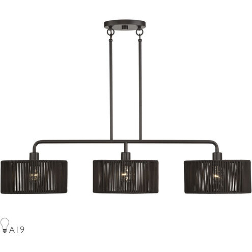 3 Light English Bronze Extra Large Linear Chandelier