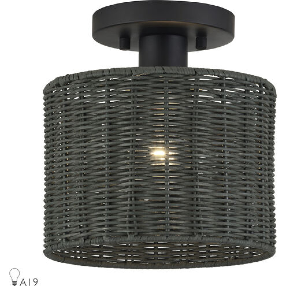 1 Light Black Small Semi-Flush