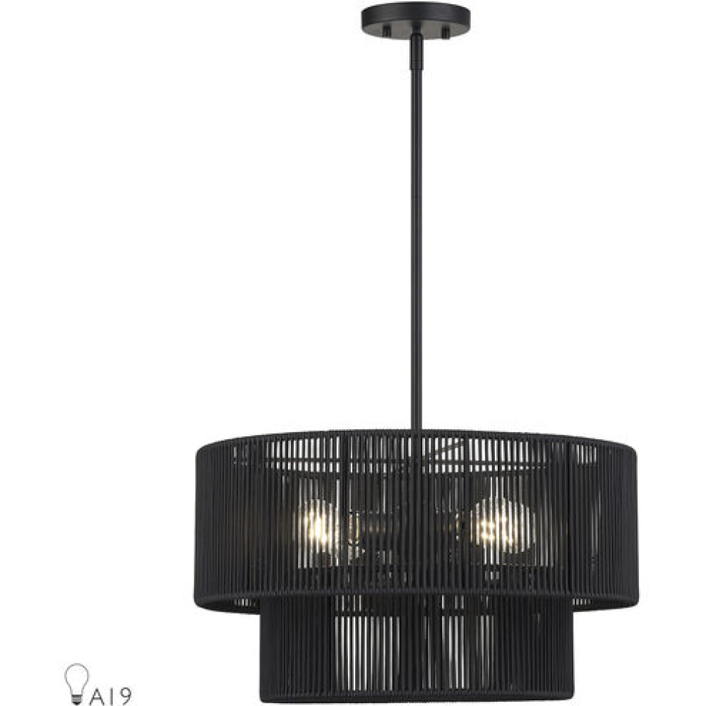4 Light Black Pendant Chandelier