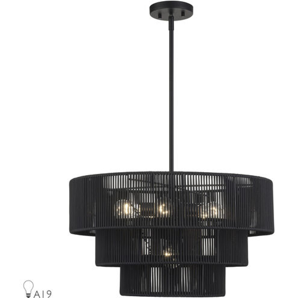 6 Light Black Pendant Chandelier