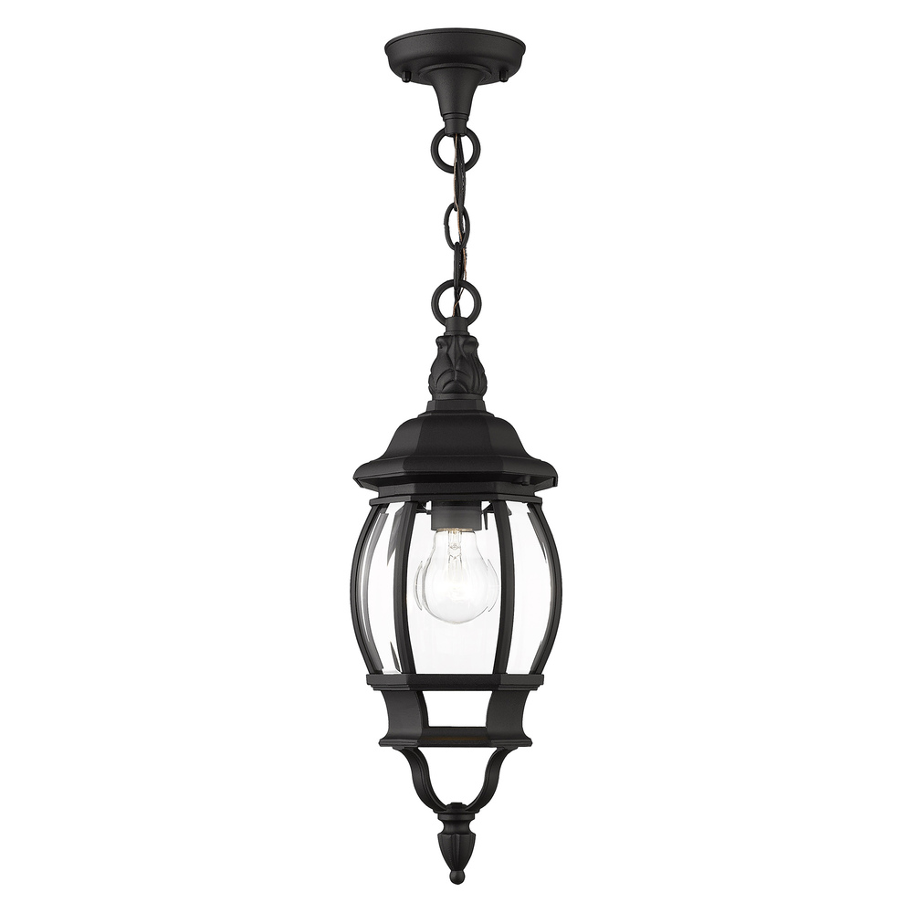 1 Lt Textured Black Outdoor Pendant Lantern