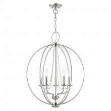 Livex Lighting 40915-91 - 5 Light Brushed Nickel Globe Chandelier
