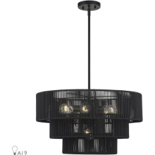 Livex Lighting 60247-04 - 6 Light Black Pendant Chandelier