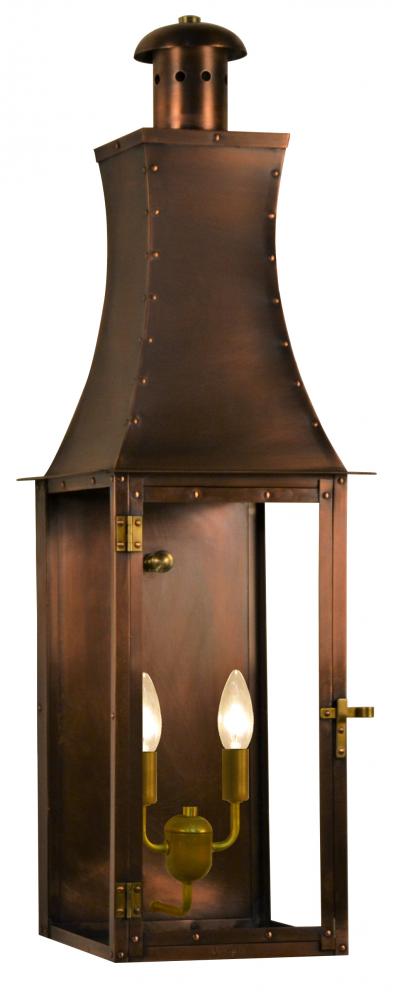 The CopperSmith Churchill Flush 33" Tall Copper Electric Wall Mount Outdoor Light Lantern Sconce