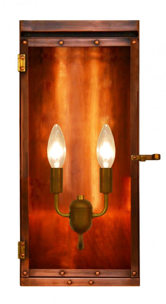The CopperSmith Luna 18" Tall Copper Electric Wall Mount Outdoor Light Lantern Sconce