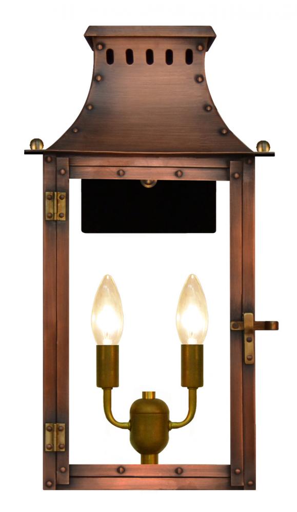 The CopperSmith Market Street 16" Tall Copper Electric Wall Mount Outdoor Light Lantern Sconce