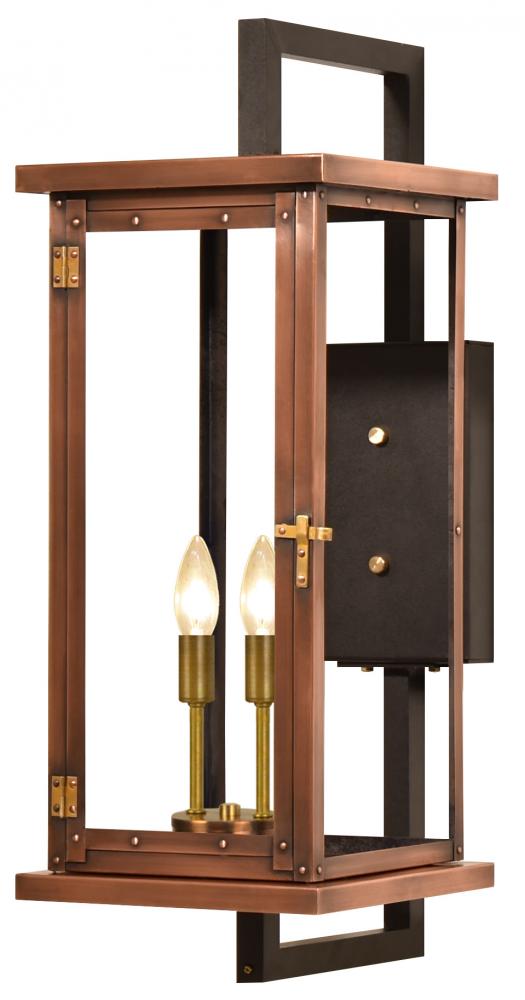 The CopperSmith Navarrete 29" Tall Copper Electric Wall Mount Outdoor Light Lantern Sconce