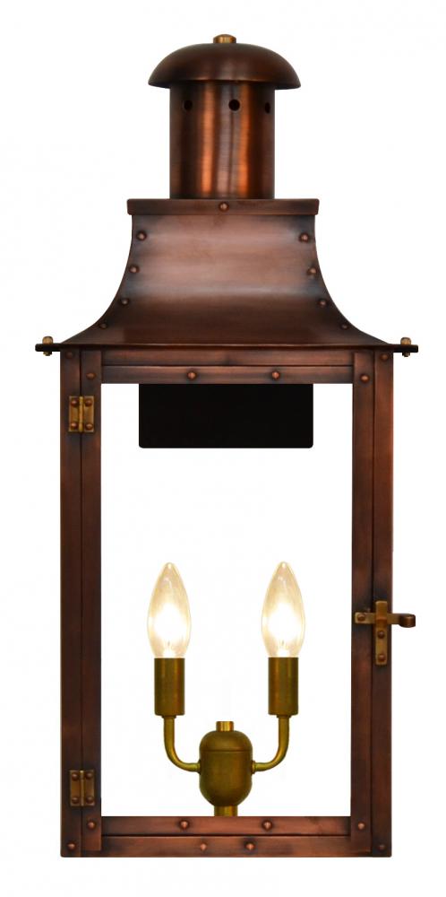The CopperSmith Somerset 20" Tall Copper Electric Wall Mount Outdoor Light Lantern Sconce