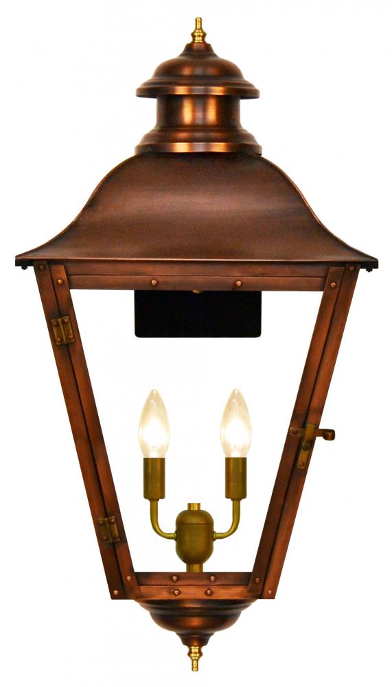 The CopperSmith State Street 24" Tall Copper Electric Wall Mount Outdoor Light Lantern Sconce
