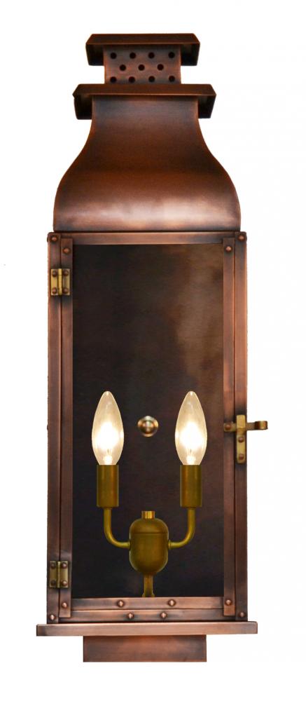 The CopperSmith Water Street 23" Tall Copper Electric Wall Mount Outdoor Light Lantern Sconce