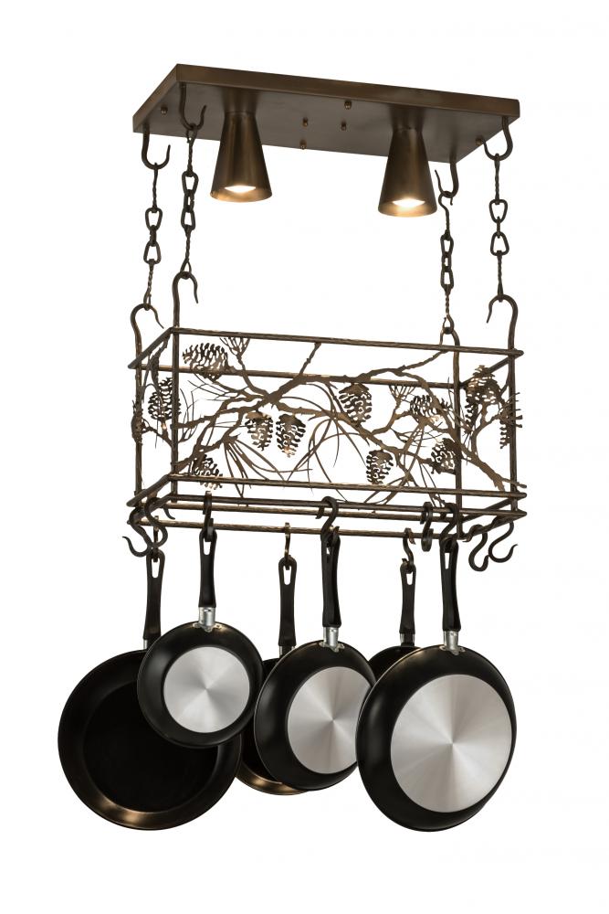 24" Long Whispering Pines 2 Light Pot Rack