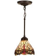 Meyda Green 17527 - 7"W Tiffany Hanginghead Dragonfly Mini Pendant