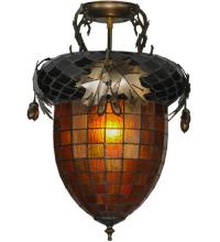 Meyda Green 98063 - 14" Wide Greenbriar Oak Flushmount
